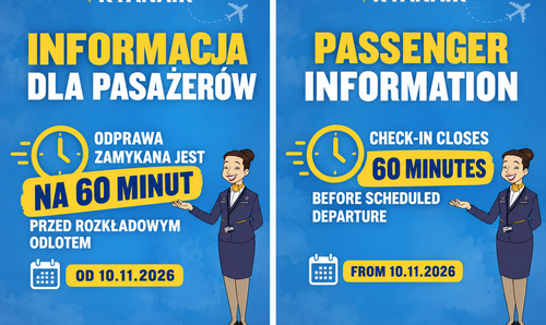 Zmiana godziny zamknięcia odprawy biletowo-bagażowej w Ryanair